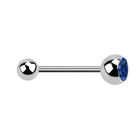 Micro Barbell argent avec boule et cristal boule bleu foncé