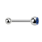 Micro Barbell argent avec boule et cristal boule bleu foncé