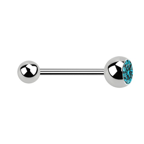 Micro Barbell argent avec boule et boule de cristal aqua