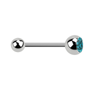 Micro Barbell argent avec boule et boule de cristal aqua