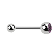 Micro Barbell argent avec boule et cristal boule violet...