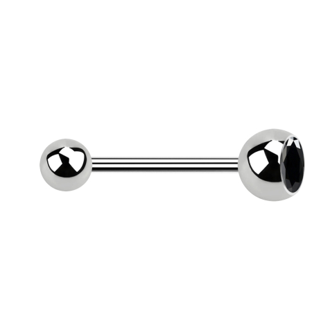 Micro Barbell argent avec boule et boule de cristal noir