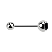 Micro Barbell argent avec boule et boule de cristal noir