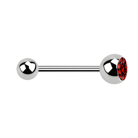 Micro barbell silver with ball and ball crystal red