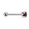 Micro barbell silver with ball and ball crystal red