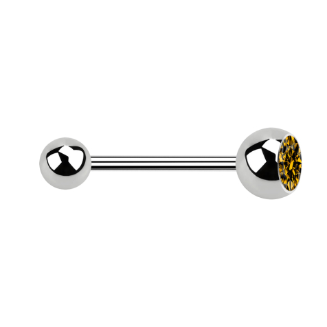 Micro Barbell argent avec boule et boule de cristal topaze