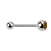 Micro Barbell argent avec boule et boule de cristal topaze