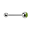 Micro Barbell argent avec boule et cristal boule vert clair