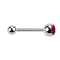 Micro Barbell silber mit Kugel und Kugel Kristall fuchsia