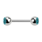 Micro Barbell argent avec deux boules et cristal aqua