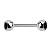 Micro barbell silver with two balls and black crystal