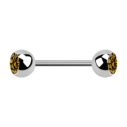 Micro barbell silver with two balls and crystal topaz