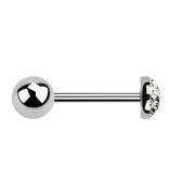Micro Barbell argent avec boule et dôme en cristal...