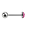 Micro barbell silver with ball and crystal dome pink epoxy protective layer