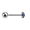 Micro barbell silver with ball and crystal dome dark blue epoxy protective coating