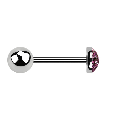 Micro barbell silver with ball and crystal dome light purple epoxy protective layer