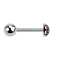 Micro barbell silver with ball and crystal dome light purple epoxy protective layer