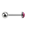 Micro barbell silver with ball and crystal dome fuchsia epoxy protective layer