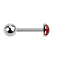 Micro barbell silver with ball and crystal dome red epoxy protective layer