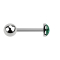 Micro barbell silver with ball and crystal dome green epoxy protective layer