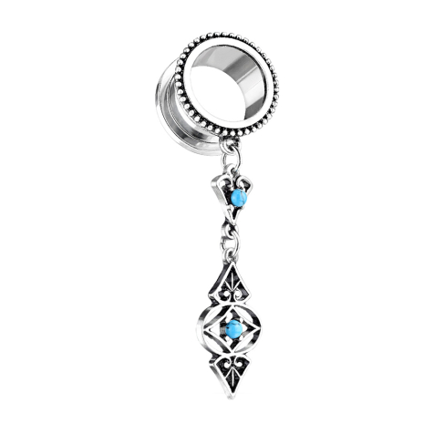 Pendentif Flesh Tunnel avec des pierres turquoises