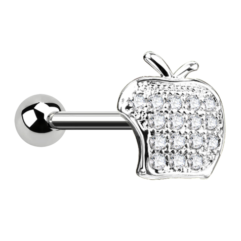 Micro Barbell argent pomme avec cristal