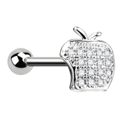 Micro Barbell argent pomme avec cristal