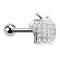 Micro Barbell argent pomme avec cristal