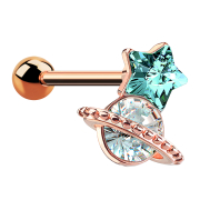 Micro Barbell rosegold Sternkristall mit Kristall