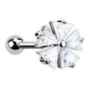 Micro Barbell silber mit fünf Dreieckskristall