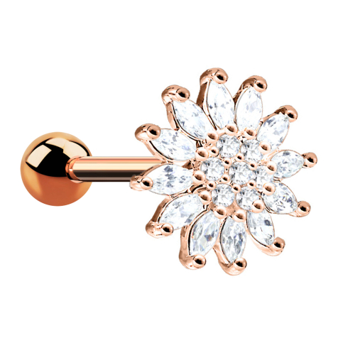 Micro Barbell or rose fleur de cristal
