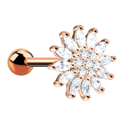 Micro Barbell or rose fleur de cristal