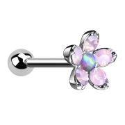 Micro Barbell silber Opal Blume violett