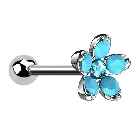 Micro Barbell silber Opal Blume türkis