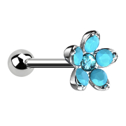 Micro Barbell silber Opal Blume türkis