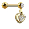 Micro Barbell doré 14k avec pendentif coeur et cristal