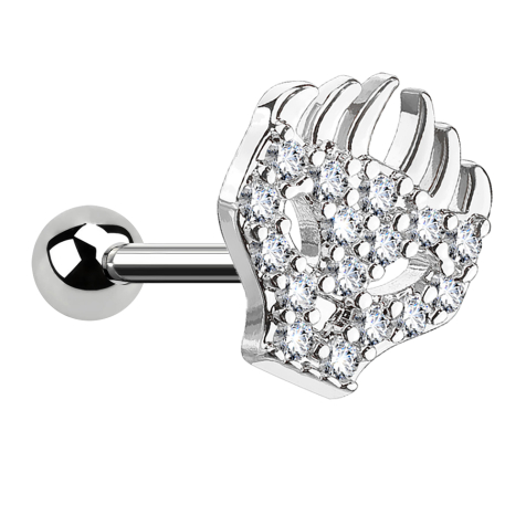 Micro Barbell silber Flammenkopf