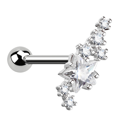 Micro Barbell argent Groupe de cristaux avec étoile argenté