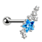 Micro Barbell argent groupe de cristaux avec étoile aqua