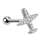 Micro barbell silver airplane with crystal