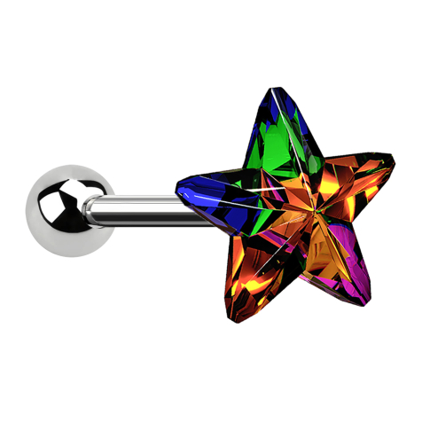 Micro barbell silver with star multicolor