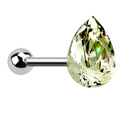 Micro barbell silver drop crystal green