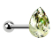 Micro barbell silver drop crystal green