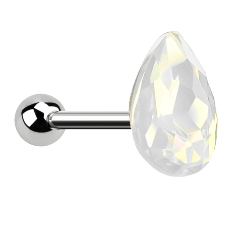 Micro Barbell silver drop opalite white