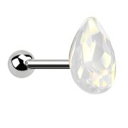 Micro Barbell silver drop opalite white