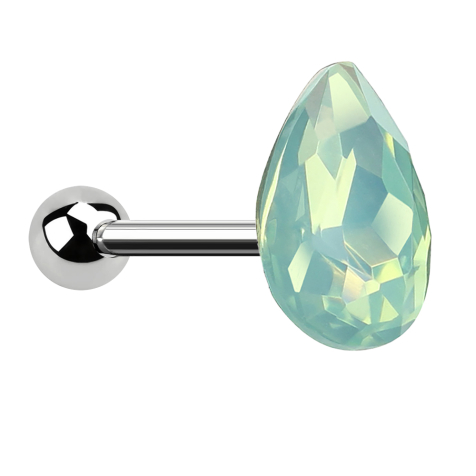 Micro Barbell silver drop opalite green
