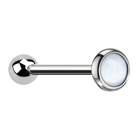 Micro Barbell silber mit Epoxidstein weiss
