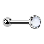 Micro Barbell silber mit Epoxidstein weiss