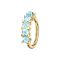 Gold-plated micro piercing ring with five blue epoxy stones