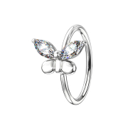 Micro piercing anneau argent papillon avec cristal